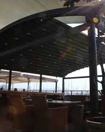 Oval retractable roof pergola, about 9&nbsp;×&nbsp;9 m